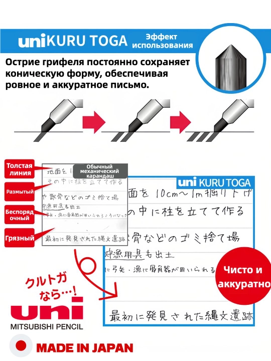 Uni Kuru Toga avtomatik qalami, aylanuvchi grifelli, 0,5 mm
