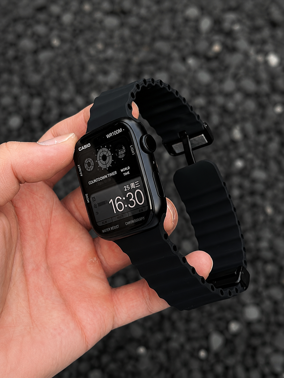 Apple Watch 38–49 mm uchun Ocean magnitli silikon tasma Series 3–9/SE/Ultra (faqat tasma)