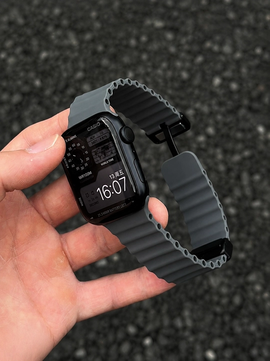 Apple Watch 38–49 mm uchun Ocean magnitli silikon tasma Series 3–9/SE/Ultra (faqat tasma)
