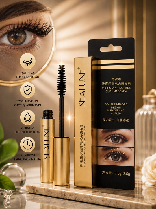 SEALUXE ikki tomonlama kiprik tushi, hajm beruvchi va burovchi maskara 3.5 g + 3.5 g