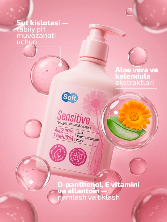 Гель для интимной гигиены Soft Sensitive, для чувствительной кожи