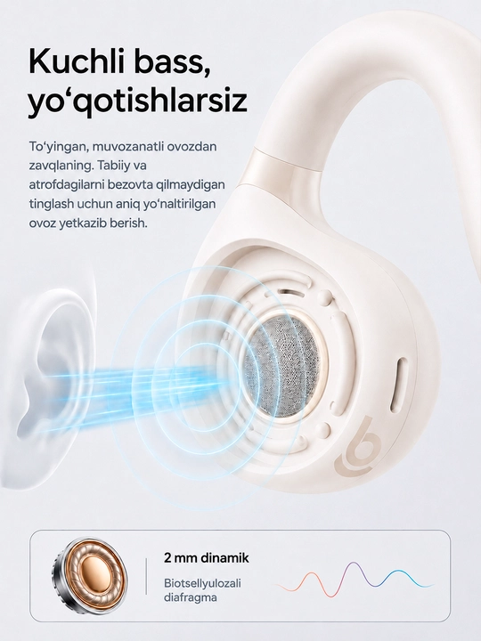 Simsiz quloqchinlar Baseus Bass BC1 Open Ear, TWS, mikrofonli