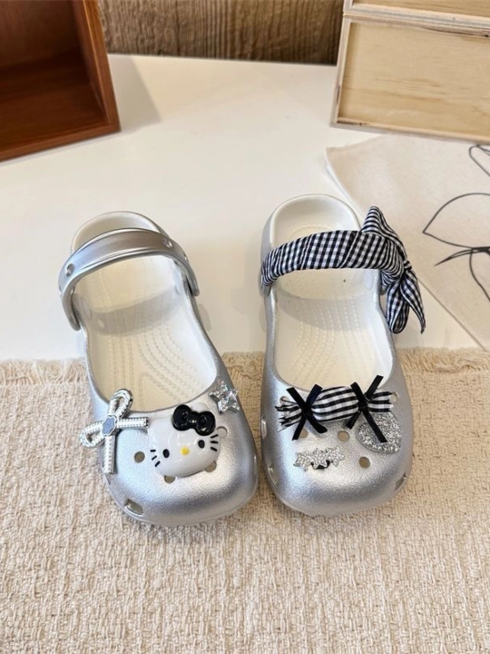 Летние балетки Crocs для девочек, мягкие и легкие, с джибитами орхидеи и Hello Kitty