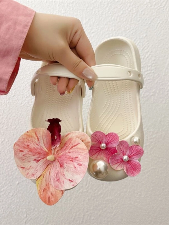 Летние балетки Crocs для девочек, мягкие и легкие, с джибитами орхидеи и Hello Kitty - 