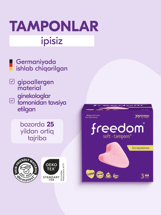Freedom ipchasiz yumshoq tamponlar, faol hayot tarzi uchun, Mini - 