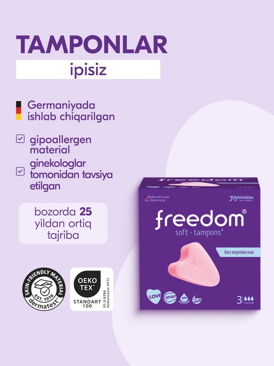 Freedom ipchasiz yumshoq tamponlar, faol hayot tarzi uchun, Normal - 