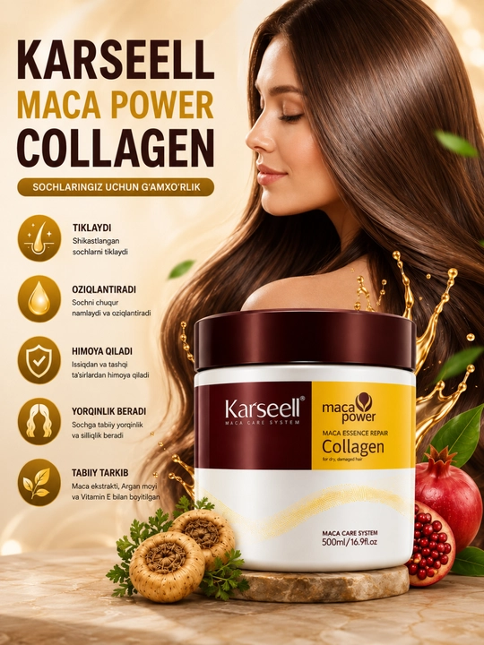 Восстанавливающая маска с коллагеном для волос Karseell Maca Power, 500 мл
