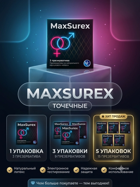 MAXSUREX prezervativlari - Klassik, Qovurg‘ali, Nuqtali va Nuqtali-qovurg‘ali