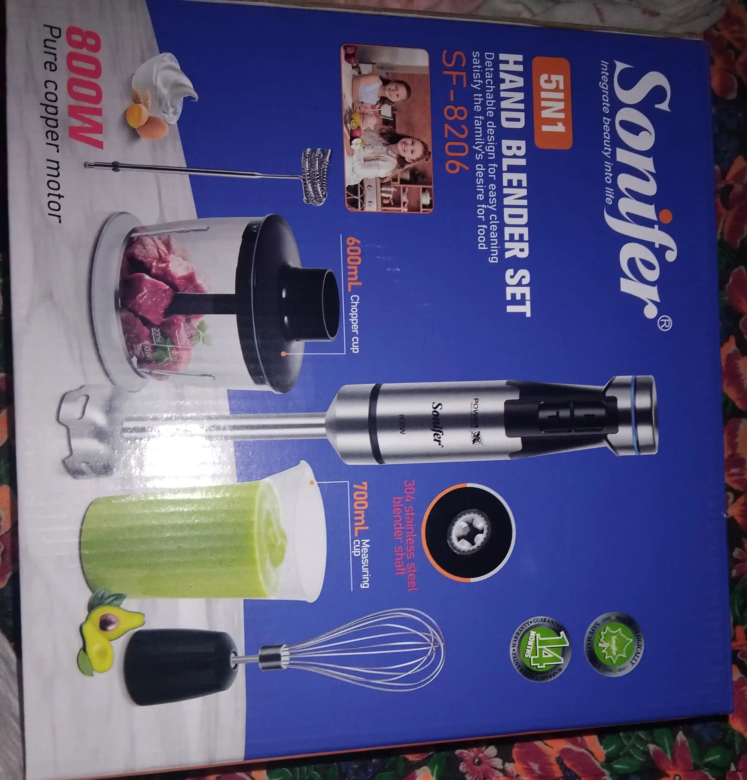 Blender qo'lda, piyola bilan, ko'p funktsiyali 5 tasi 1 da Sokany,nozullar sovg'a sifatida