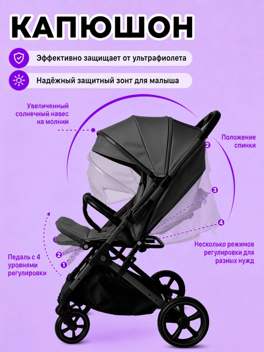 Детская коляска с сумкой для мамы, в подарок дождевик и москитная сетка