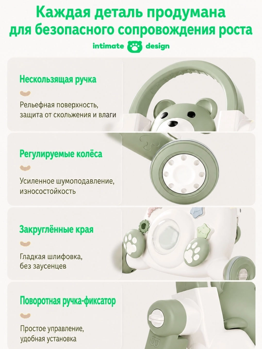 Ходунки детские 5 в 1, каталка, беговел, самокат, музыкальная панель