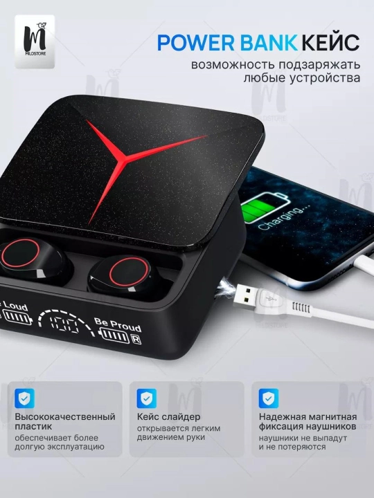 M10 Powerbank 3500 mA/soat va Bluetooth 5.3 simsiz quloqchinlar - 