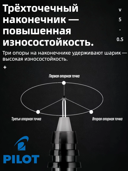 Роллерная ручка PILOT V5 Hi-Tecpoint 0,5 мм с жидкими чернилами