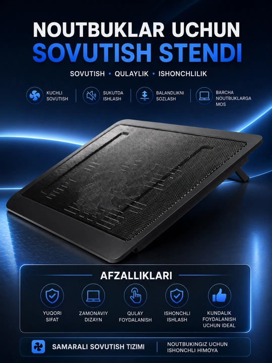 Taffware Notebook Cooler Sovutish Stendi – 9–17" Noutbuklar Uchun USB Cooler Pad - 