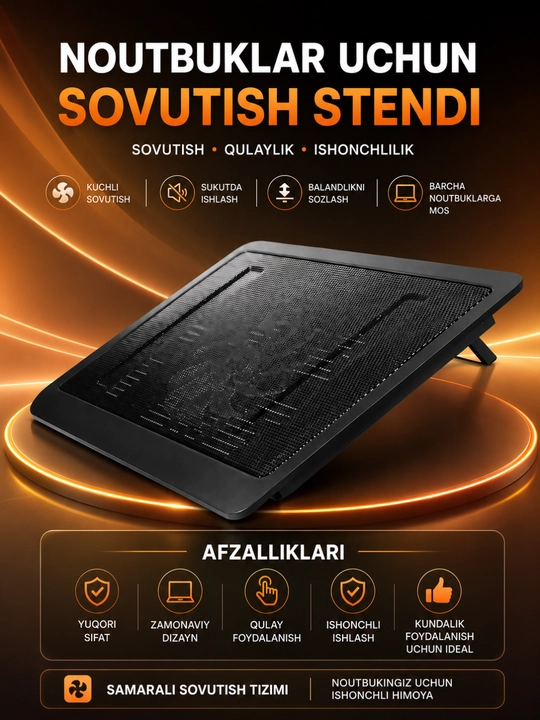 Taffware notebook cooler sovutish stendi – 9–17" noutbuklar uchun usb cooler pad - 