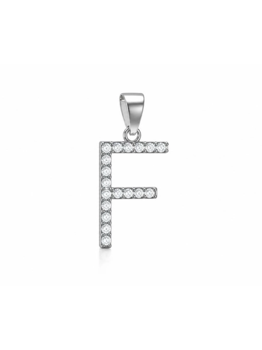 Harf shaklidagi kulon, 925 probali kumush, fianit toshlar