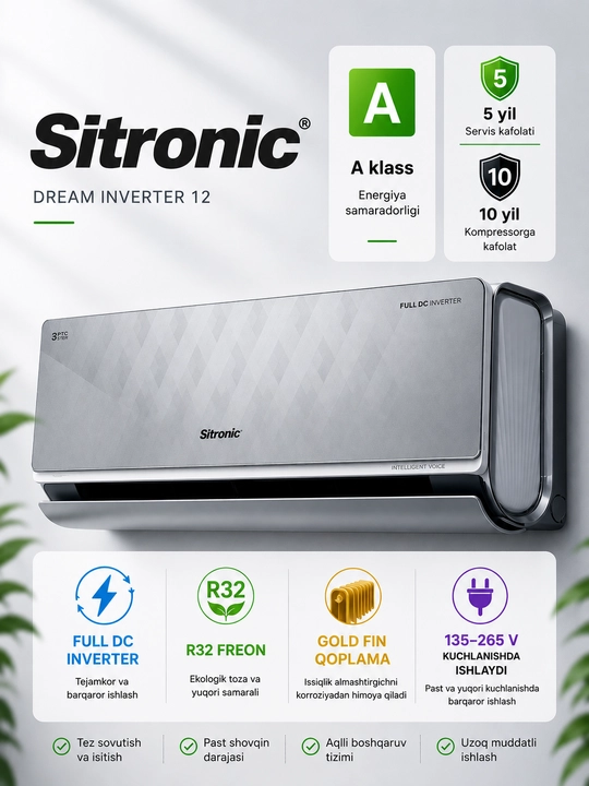 Konditsioner Sitronic 12 dream, invertor + ten,  36 kv - 