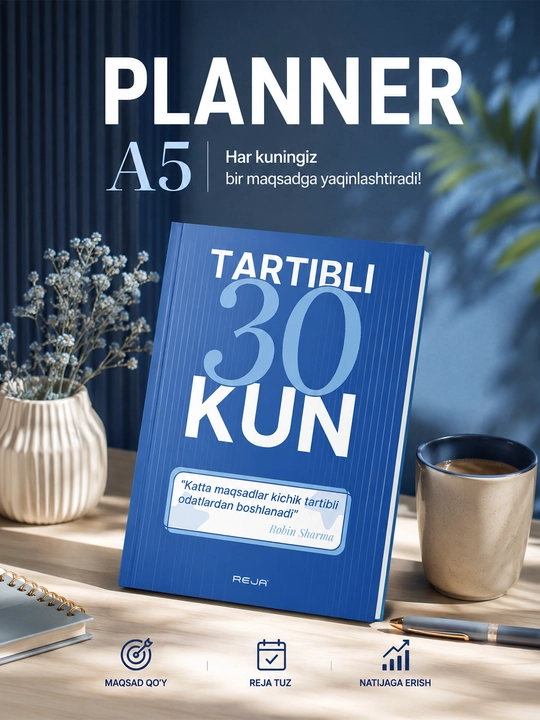 Planner - rejalashtirish, maqsadlar, odatlar va kunni tashkil etish uchun kundalik daftar - 