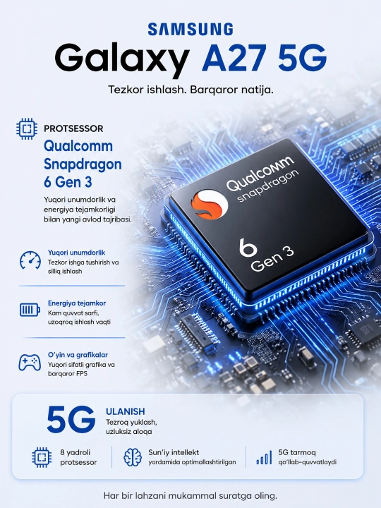 Galaxy A27 6/128 GB 5G Почувствуйте скорость будущего уже сегодня!