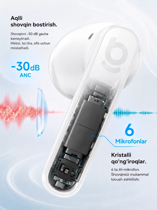 Simsiz quloqchinlar Baseus Bass BS1 NC, quloq ichiga qisman kiradigan, TWS, ANC, LDAC