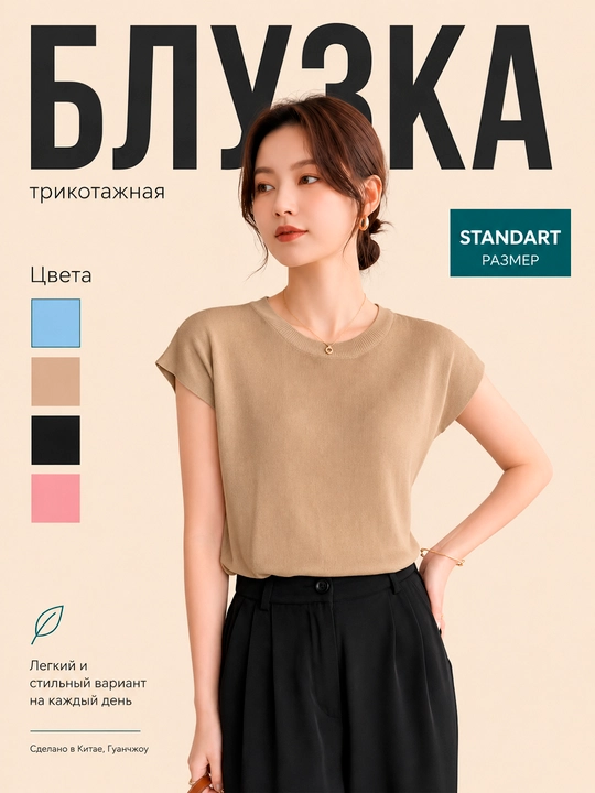 Блузка женская, летняя, с коротким рукавом, белая, Кофточки женские - 