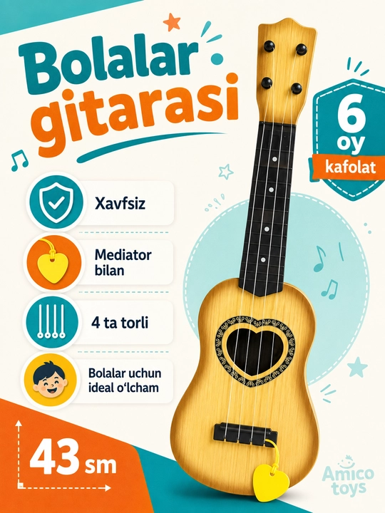 Развивающая игрушка, детская гитара и скрипка, музыкальный инструмент - 