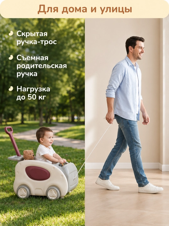 Детские ходунки 6 в 1 — толокар, качалка, каталка, помощник для первых шагов