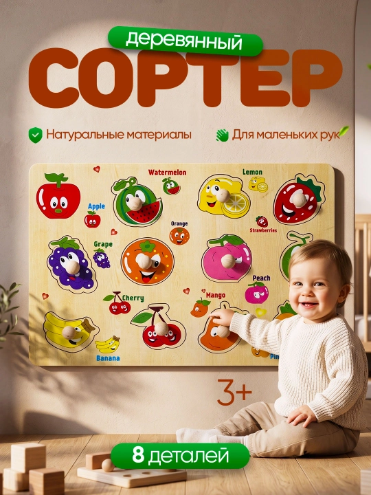 Saralovchi Montessori uslubidagi o‘yinchoq sorter vkladish - 