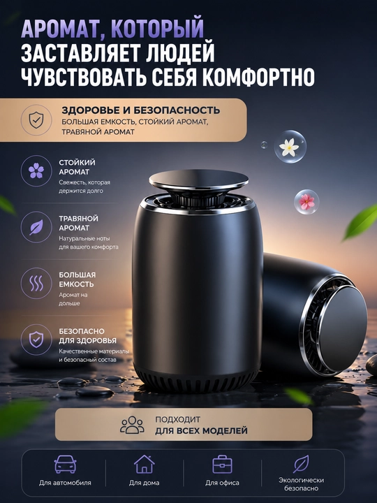 Удобный автомобильный освежитель воздуха, без спирта