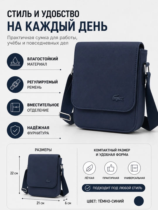 Мужская сумка барсетка через плечо, водонепроницаемая, для работы и повседневной носки - 