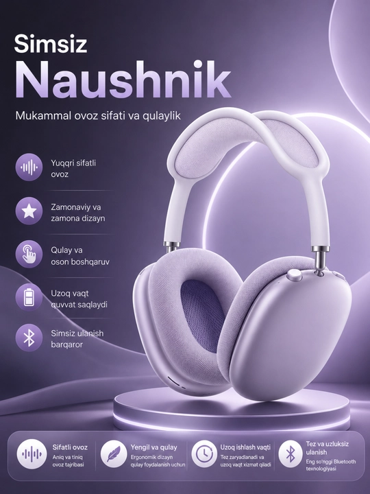Shovqinni kamaytirish va mikrofonli premium simsiz Bluetooth Hi-Fi Stereo quloqchinlari - 