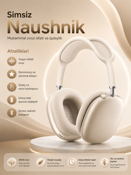 Shovqinni kamaytirish va mikrofonli premium simsiz Bluetooth Hi-Fi Stereo quloqchinlari - 