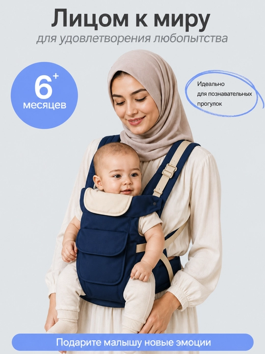 Bolalar kengurusi - Ergonomik xit (baby carrier), 3.5-13 kg gacha, nafas oluvchi mato