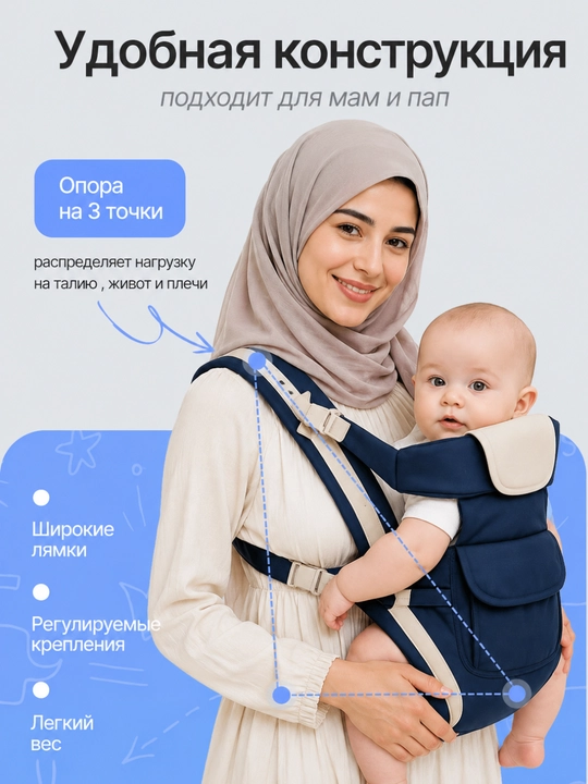 Bolalar kengurusi - Ergonomik xit (baby carrier), 3.5-13 kg gacha, nafas oluvchi mato