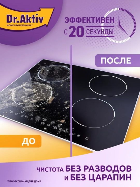 Антижир для стеклокерамики Dr.Aktiv чистящее средство для кухни, спрей, 500 мл