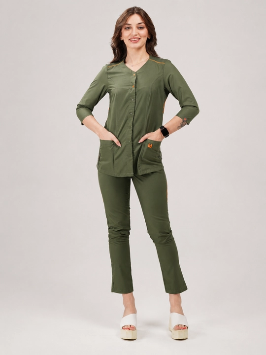 Женский медицинский костюм "Workwear FLEXY SNAP Women's Scrub SET in Olive" - 