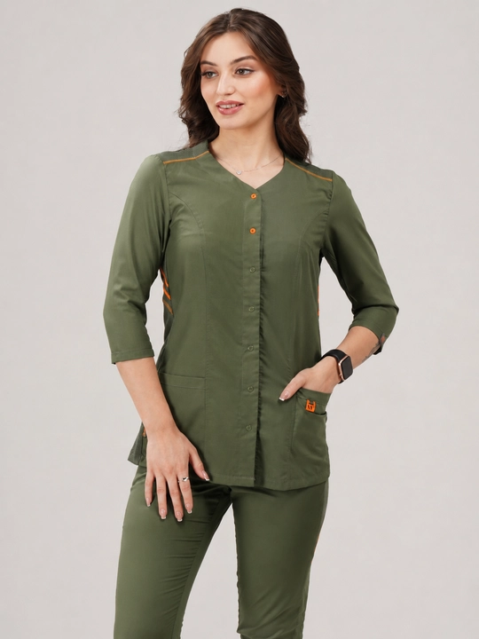 Женский медицинский костюм "Workwear FLEXY SNAP Women's Scrub SET in Olive"