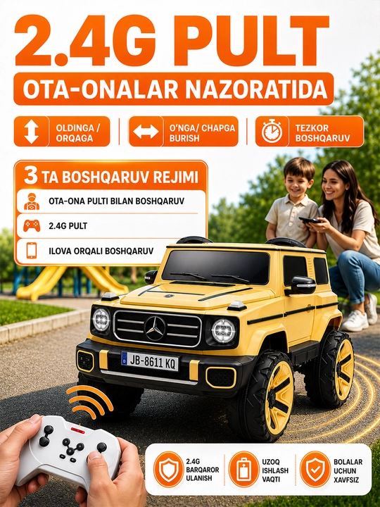 Детский электромобиль 24V 4×4, 4 мотора 550, LED, Bluetooth, управление через APP
