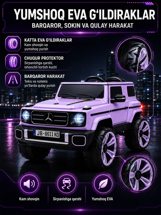 Детский электромобиль 24V 4×4, 4 мотора 550, LED, Bluetooth, управление через APP