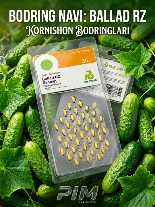 Rijk Zwaan "Ballad RZ F1" Cho'tir kornishon bodiring urug'i, 35 dona