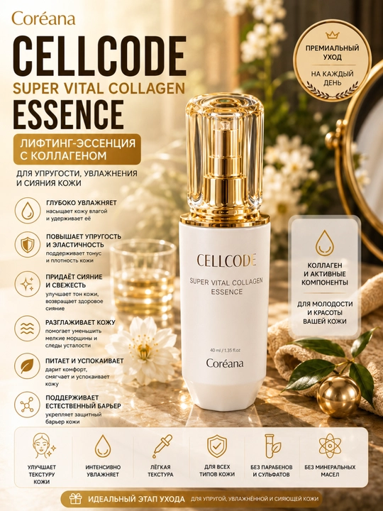 Coréana Cellcode Super Vital Collagen yuz uchun kollagenli to‘plam