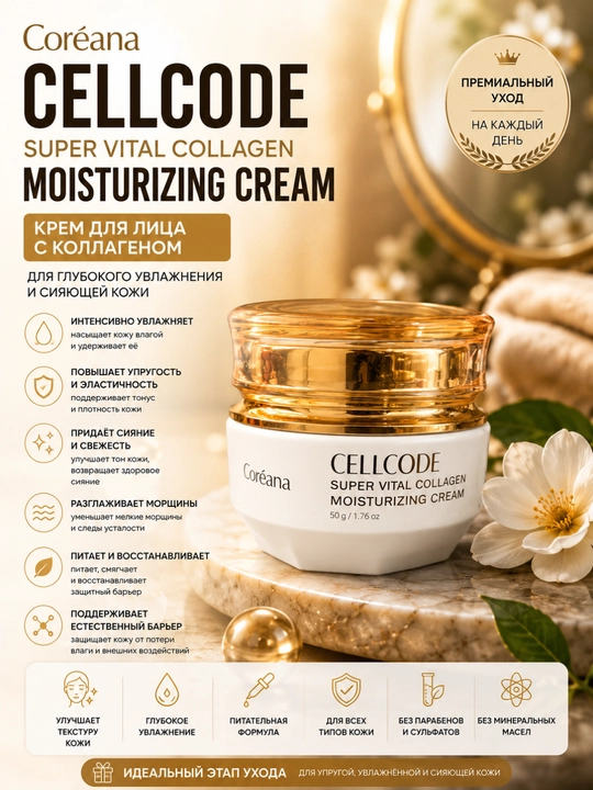 Coréana Cellcode Super Vital Collagen yuz uchun kollagenli to‘plam