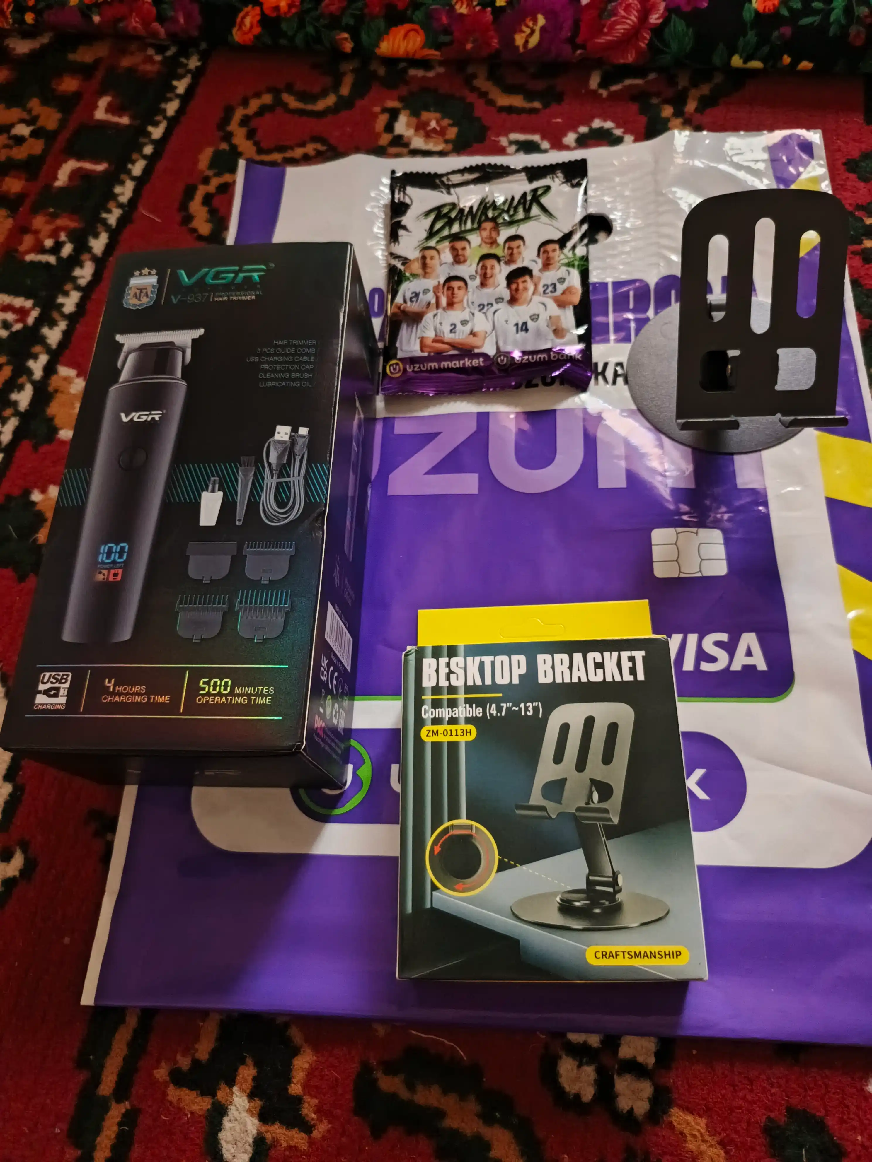 Professional simsiz soch va soqol olish kesish mashinkasi trimmer VGR V-937, LCD displeyli