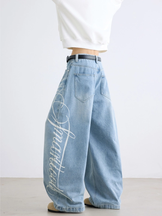 Erkaklar va ayollar uchun Y2K uslubidagi jinsi shimlar, uniseks baggy oversize