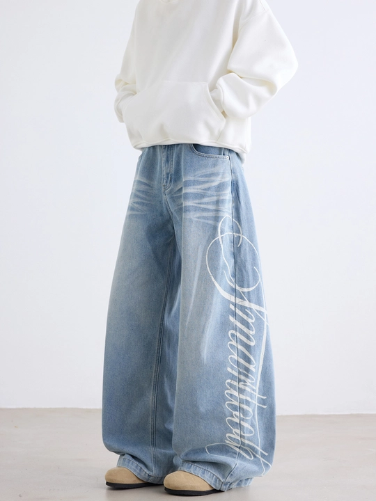 Erkaklar va ayollar uchun Y2K uslubidagi jinsi shimlar, uniseks baggy oversize