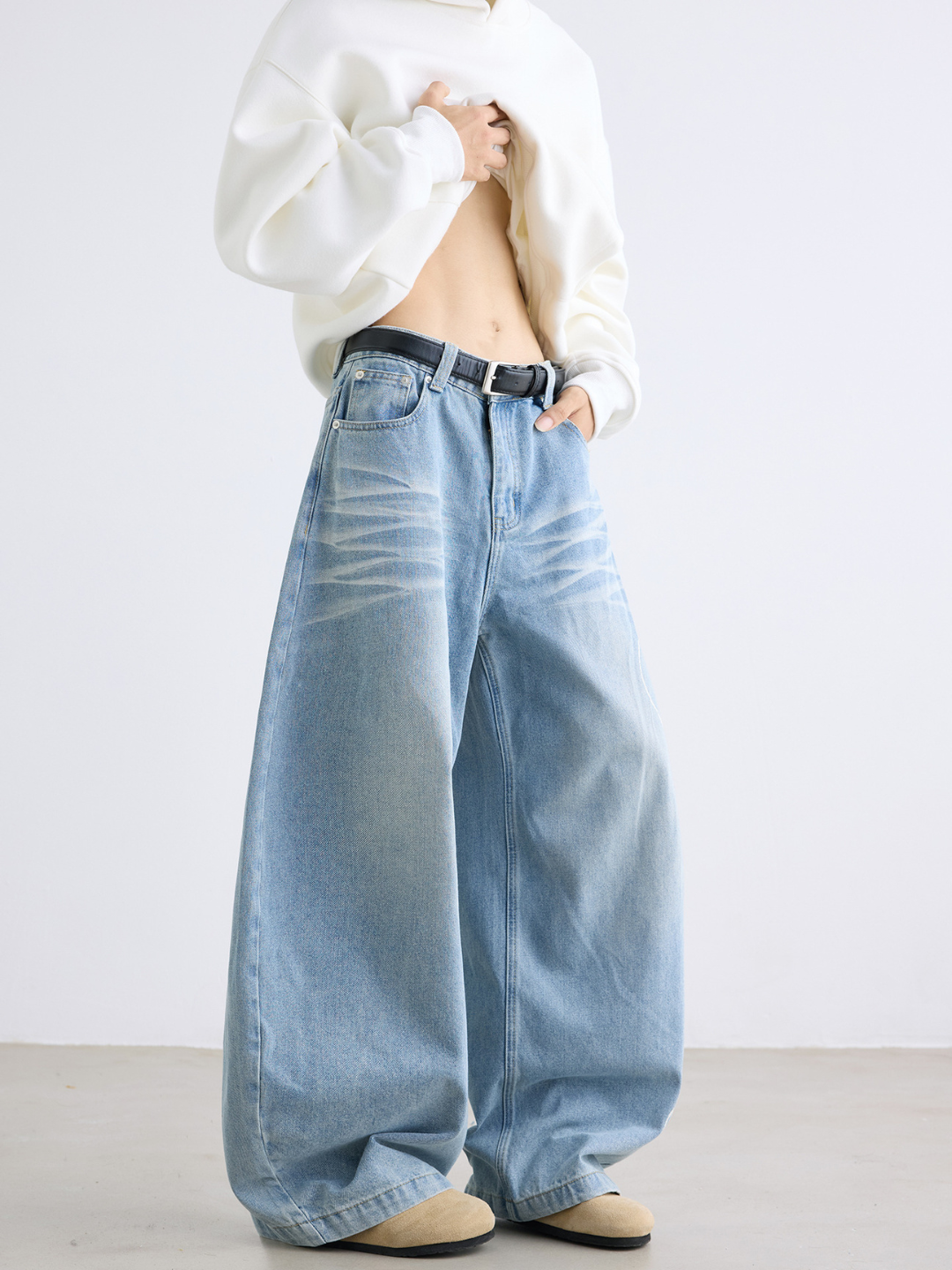 Erkaklar va ayollar uchun Y2K uslubidagi jinsi shimlar, uniseks baggy oversize
