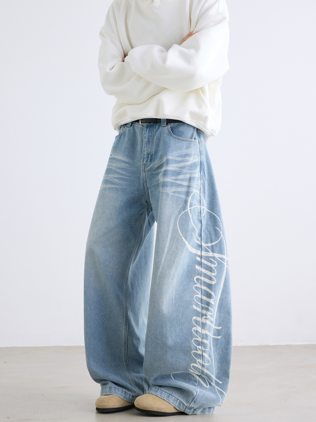 Erkaklar va ayollar uchun Y2K uslubidagi jinsi shimlar, uniseks baggy oversize