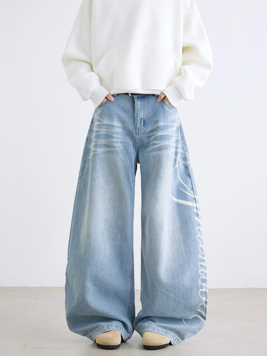 Erkaklar va ayollar uchun Y2K uslubidagi jinsi shimlar, uniseks baggy oversize - 