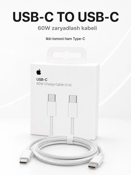 USB-C - USB-C zaryadlash kabeli, 60W, 1 m - 