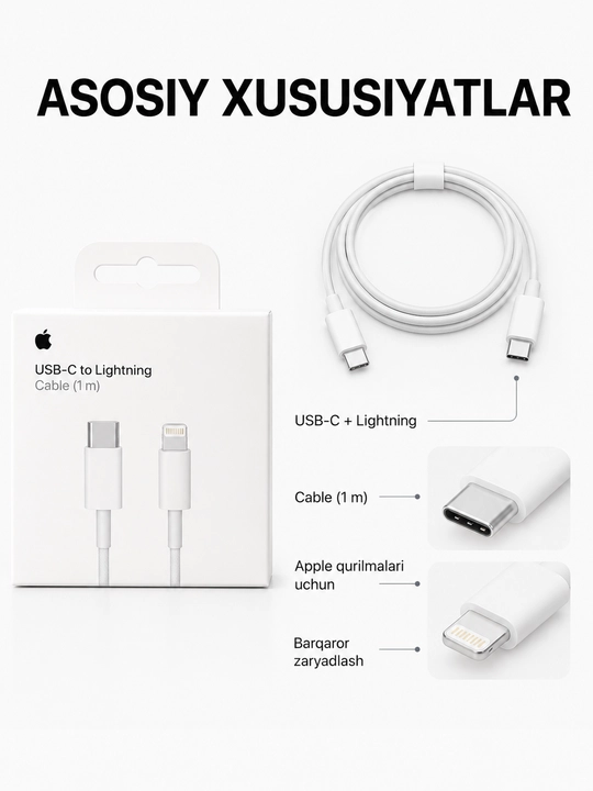 USB-C - USB-C zaryadlash kabeli, 60W, 1 m - 